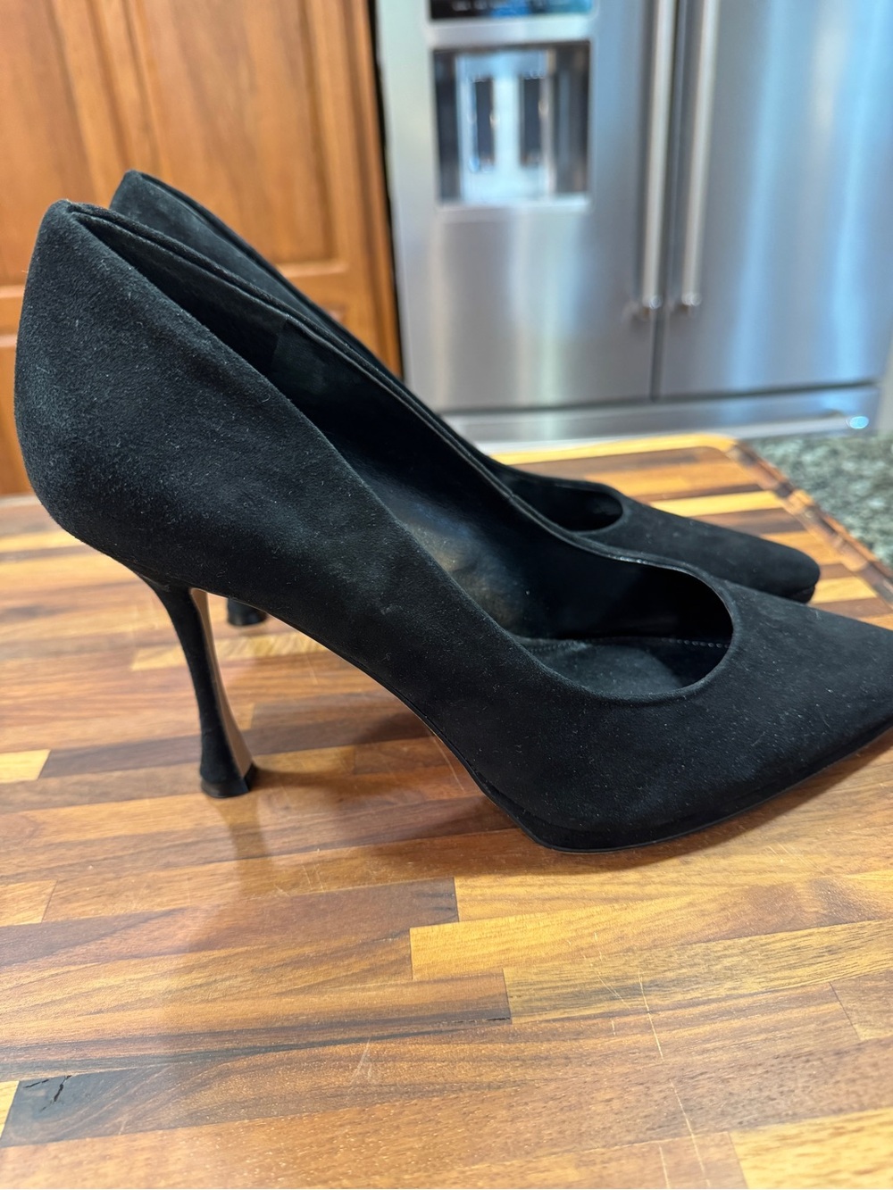 Vince Camuto Black Suede Pointed-Toe Stiletto Heels